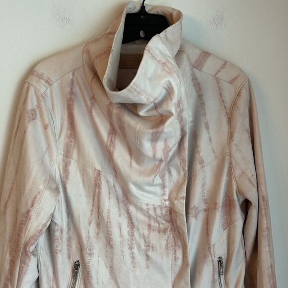 BLANK NYC WOMEN MOTO JACKET TIE DYE BLUSH FAUX BLUSH SUEDE SOFT COAT MEDIUM EUC! - Picture 5 of 15